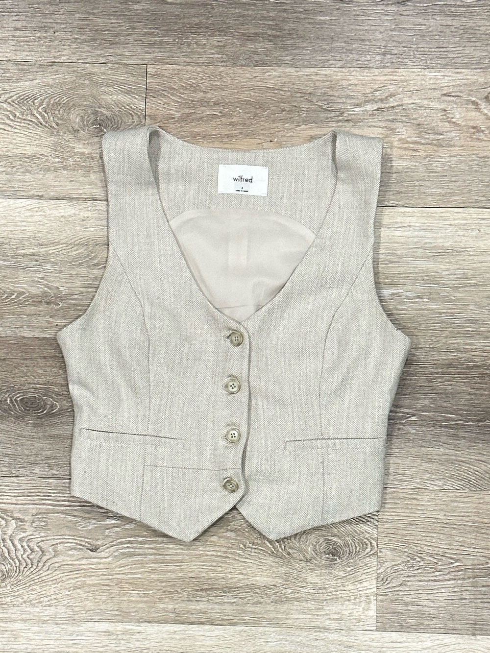 Wilfred Cream Textured Sleeveless Vest